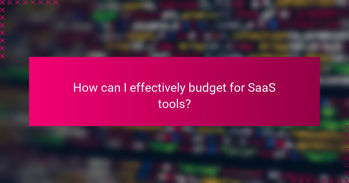 How can I effectively budget for SaaS tools?