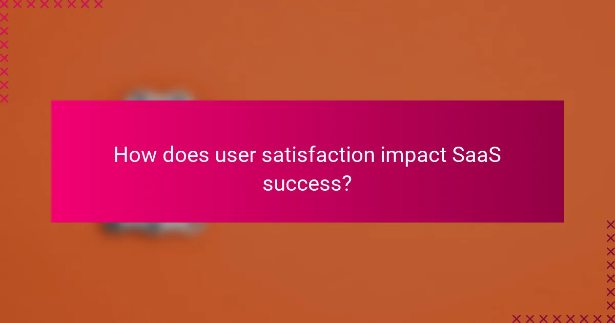 How does user satisfaction impact SaaS success?