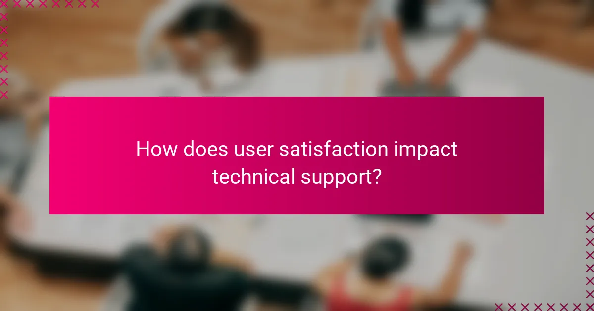 How does user satisfaction impact technical support?