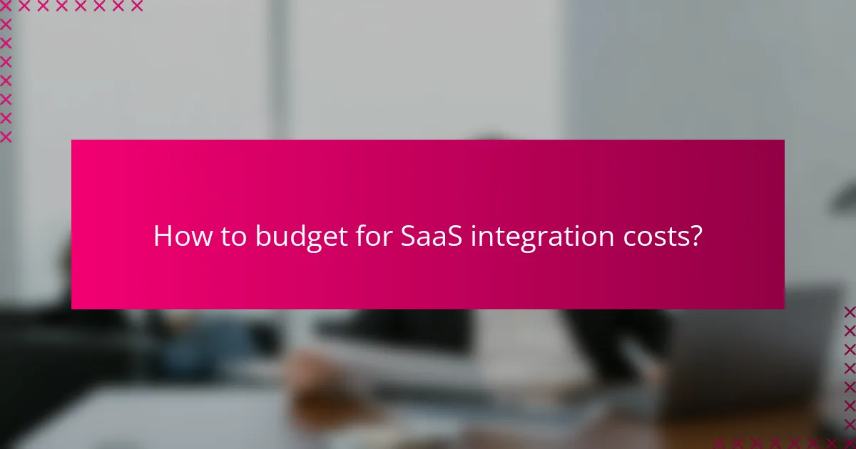How to budget for SaaS integration costs?