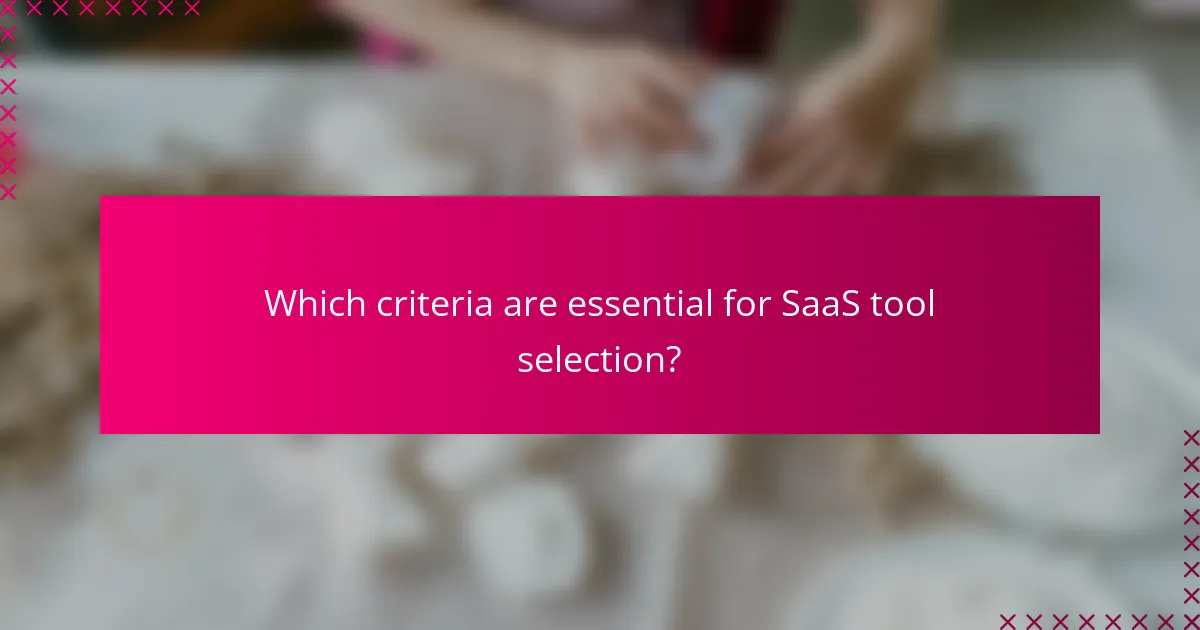 Which criteria are essential for SaaS tool selection?